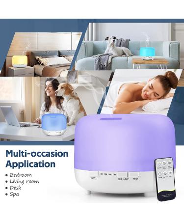 Aromatherapy Essential Oil Diffuser 500ml - Remote Control, Ultrasonic Cool Mist, Timer & Light - for Home, Bedroom, Office - White - Buy Online on GoSupps.com