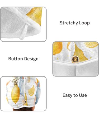Lemon Gnomes Hair Towel 2 Pack - Super Absorbent Quick Dry Hair Drying Turbans for Women & Girls - Buy Online on GoSupps.com