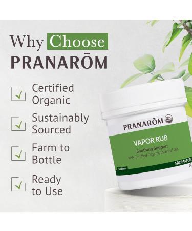 Pranarom USDA Certified Organic Vapor Rub (80ml) with Eucalyptus Rosemary & Thyme for Congestion and Sinus Support Relieve Cough & Congestion Petroleum Free Safe for Kids & Adults - Buy Online on GoSupps.com