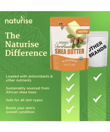 Naturise Raw Organic African Shea Butter - 1 lb Skin and Hair Moisturizer - Buy Online on GoSupps.com