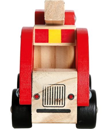 Bino Holzauto Feuerwehr - Wooden Fire Truck Toy for Kids 12 Months+ | Fold-Out Ladder PVC Tires Promotes Hand/Eye Coordination - 17x12x9 cm Red - Buy Online on GoSupps.com