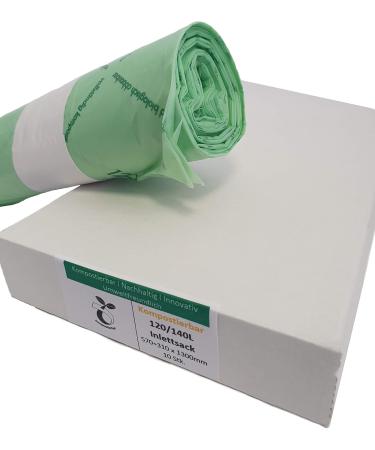 120/140L Compostable Insert Bags for Organic Waste Bin - 10 Pack | EN 13432 Certified - Buy Online on GoSupps.com