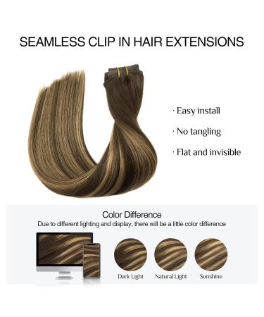 Buy Doores Real Hair Extensions - Seamless Balayage Chocolate Brown to Caramel Blonde 50cm | 7 Pieces Clip-In 110g - Buy Online on GoSupps.com