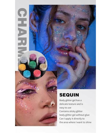 INTEROOKIE Glitter Eyeshadow Stick - 8 Shiny Colors Multifunctional Face Makeup for Stage Performance and Daily Wear (6) - Buy Online on GoSupps.com