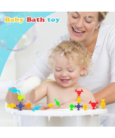 AIERRSON 48Pcs Suction Silicone Toys for Kids | Bath & Sensory Montessori Toys for 3-9 Year Olds | Building Toy Set for Stress Relief & Travel - Buy Online on GoSupps.com