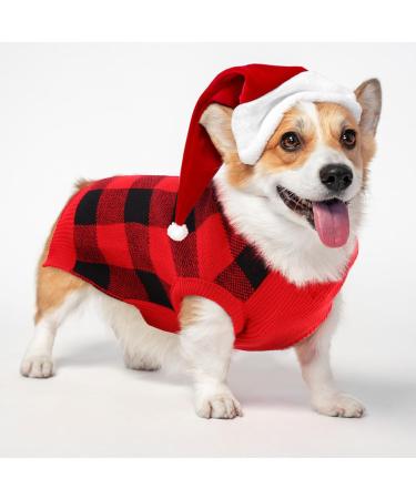Katzinst Christmas Dog Sweater for Small Dogs | Fleece Styles for French Bulldogs Dachshunds Chihuahuas & Yorkshire Terriers | Red & Black - Buy Online on GoSupps.com
