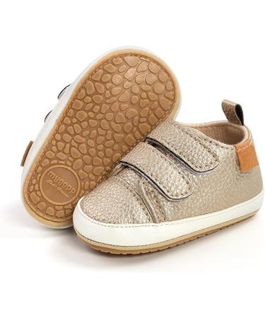 MK Matt Keely Baby Girl First Walking Shoes | Anti-Slip Soft PU Leather Sneakers 12-18 Months | Gold - Buy Online on GoSupps.com