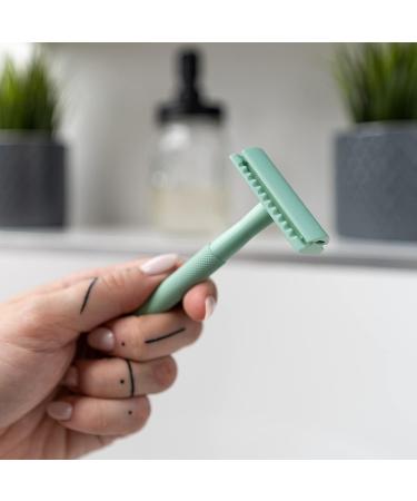 Anymale Plastic-Free Mint Razor Plane Set Eco-Friendly Wet Razor for Men & Women with Stand & 5 Astra Blades Mint Green - Buy Online on GoSupps.com