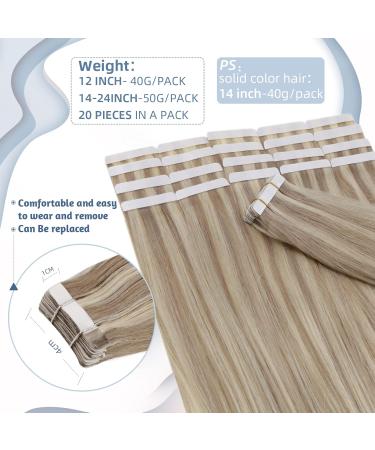 Tape in Hair Extensions Blonde Human Hair Extensions Tape in Highlight Medium Blonde Human Hair Tape in Hair Extensions Real Human Hair Silky Straight 18Inch 50g - Buy Online on GoSupps.com