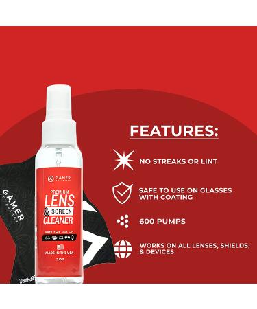 Gamer Advantage Eyeglass Lens Cleaner Kit | Streak Free | Made in The USA | Safe & Effective on All Lenses & Screens | 2 oz Premium Lens & Screen Cleaner + Soft Microfiber Cleaning Cloth - Buy Online on GoSupps.com