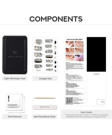 Zinipin Gellight Semi-Cured Gel Nail Strips | 24 Nail Wraps | Includes Nail Wipes Cuticle Stick & Nail File | Black & White Animal Print (Glitz Cow) - Buy Online on GoSupps.com