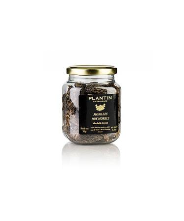 Plantin - Extra Dried Wild Morel Mushrooms (Morchella Conica) 1.75 Oz/50g Jar GMO-free Kosher Certified Imported from France