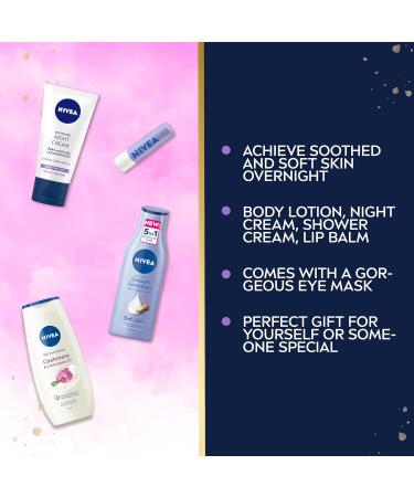 NIVEA Feel Dreamy Gift Set (5 Products) Women's Gift Set with Beauty Products Includes Shower Cream Body Lotion Night Cream Lip Balm and Eye Mask - Buy Online on GoSupps.com