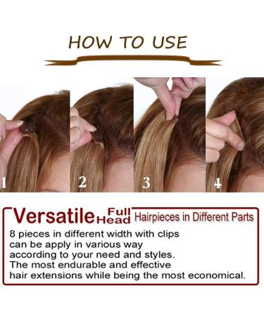 SEGO Clip-In Extensions - 8 Wefts Synthetic Hairpiece 18 Clips Wavy Medium Brown - Affordable 61cm Hair Extensions - Buy Online on GoSupps.com