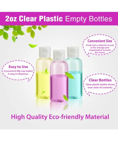 30 Pcs 2 oz Clear Plastic Empty Bottles - Travel Size Bottles with Flip Cap for Liquids & Toiletries - Buy Online on GoSupps.com
