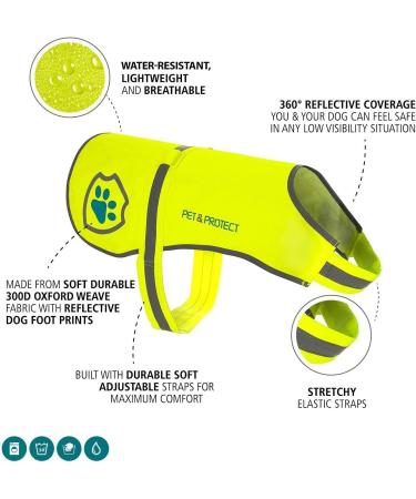 High Visibility Reflective Dog Coat - Neon Yellow Vest for Small to Large Breeds | Ideal for Walking Jogging & Training (7.3 - 59 kg) - Buy Online on GoSupps.com