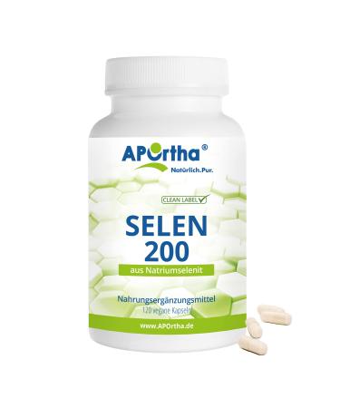 Aportha selenium 120 vegan capsules with 200 g each made of sodium selenite high dosed and easy to swallow allergen -free vegan gluten -free alternative to drops and tablets - Buy Online on GoSupps.com