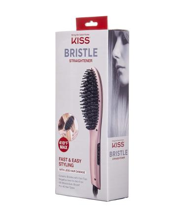 KISS Bristle Hair Straightener Heat Brush - Digital Temp Control Auto Shutoff Ionic Bristles Lightweight 360 Swivel Cord - Pink - Buy Online on GoSupps.com