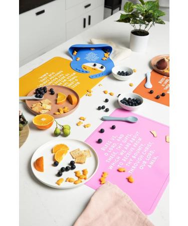 Kids' Meal Blessing Placemat - Heart Silicone, Non-Slip Design (Mustard) - Buy Online on GoSupps.com