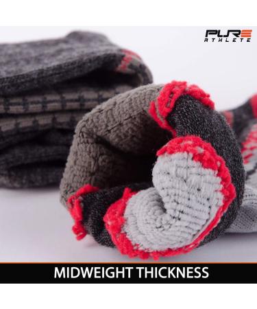 Pure Athlete High Performance Wool Ski Socks - Merino Wool Thermal OTC Socks 1 Pair - Black/Grey/Neon Pink - Small - Buy Online on GoSupps.com