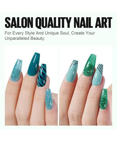 Tomicca UV Nail Polish Set - 6 Colors Blue Green Glitter | Non-Toxic & Durable Christmas Gift for DIY Nail Art | Autumn Gel Polish for Home & Salon | 8ml A101092 - Buy Online on GoSupps.com