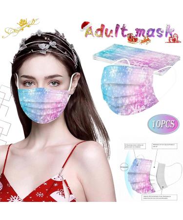 AMDOLE 10-Piece Disposable Christmas Masks - Colorful 3-Layer Mouth Protection for Adults | Funny Print Bandana Scarf Breathable Cloth Face Covering - Buy Online on GoSupps.com
