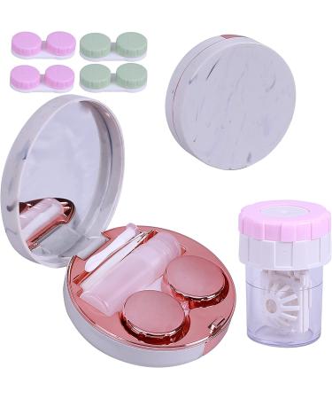 Marble Contact Lens Case Kit with Mirror and Tweezers - Rose Gold | Portable Travel Kit for Outdoor and Office Use - Buy Online on GoSupps.com