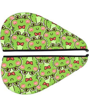 Buy Cute Green Frog Microfiber Hair Towel - Soft Super Absorbent Quick Dry Wrap for Long Curly & Thick Hair - Buy Online on GoSupps.com