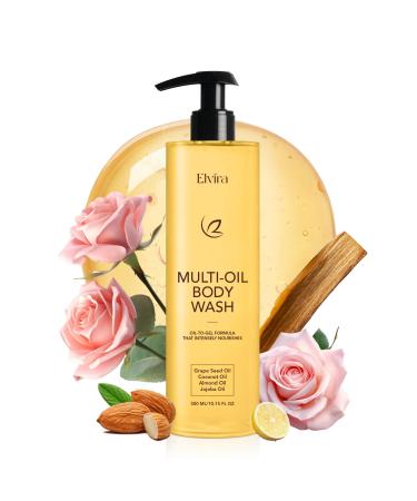 Elvira Multi-Oil Cleansing and Hydrating Body Wash Oil to Milky Lather Moisturized and Softer Skin Cleanse Without Drying For All Skin Types 10.15 fl oz