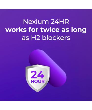 Nexium 24HR Acid Reducer Heartburn Relief Capsules for All-Day and All-Night Protection from Frequent Heartburn Heartburn Medicine with Esomeprazole Magnesium - 42 Count - Buy Online on GoSupps.com