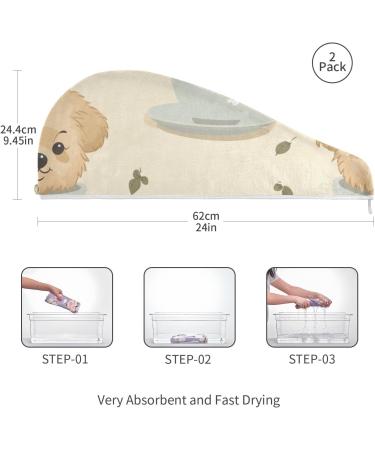 Tea Cup Dog Hair Towel 2 Pack | Super Absorbent Quick Dry Hair Turbans for Women & Girls - Buy Online on GoSupps.com