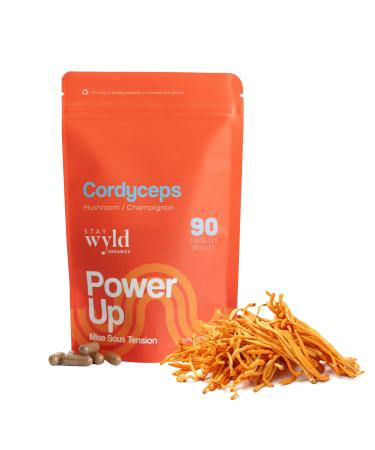 Stay Wyld Organics - Cordyceps Mushroom Capsules 100% Canadian Mushrooms Supplements for Energy Immunity & Vitality Organic Mushroom Supplement - 90 Capsules Pouch