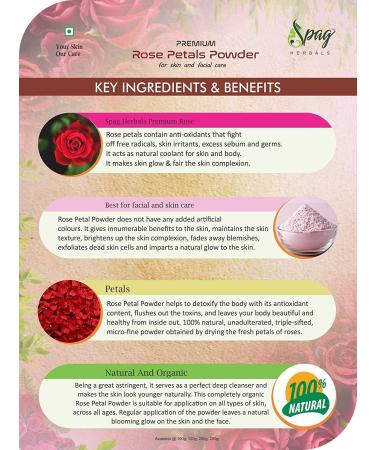 ORGANIZE Spag Herbals Premium Organic Rose Petals Powder 120g - Buy Online on GoSupps.com