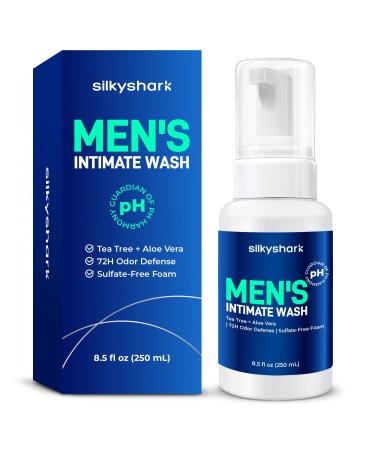 SilkyShark Mens Intimate Wash (8.5 Fl Oz) Mens Body Wash PH Balanced Body Washes Men s Hygiene Essentials for Eliminates Bodily Odors Intimate Washes for Soothes Refreshes & Maintains Hygiene