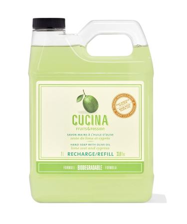 Fruits & Passion Cucina - Lime Zest and Cypress Tree Liquid Hand Soap Refill Kitchen Hand Soap Refill Vegan & Cruelty-Free All Natural Moisturizing Hand Wash Refill (33.8 fl oz) Lime Zest & Cypress 33.8 Fl Oz (Pack ...