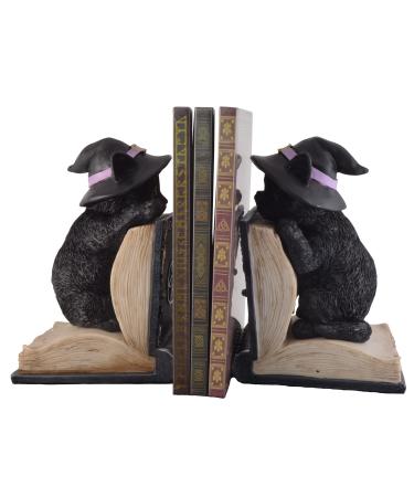 Witch cats with hat as bookends - 1 pair colored
