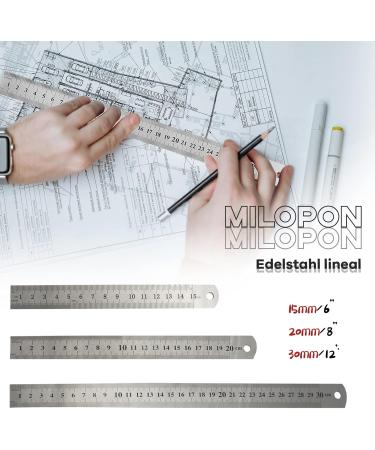Stainless Steel Ruler with Conversion Chart - 15 20 & 30 cm | Durable Metal Measuring Tool for Accurate Measurements | Shop Internationally - Buy Online on GoSupps.com
