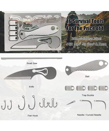 Moricher Survival Card Multitool- Fishing Line & EDC Kit for Outdoor Camping, Hiking, and Hunting - Silver 6pcs - Buy Online on GoSupps.com