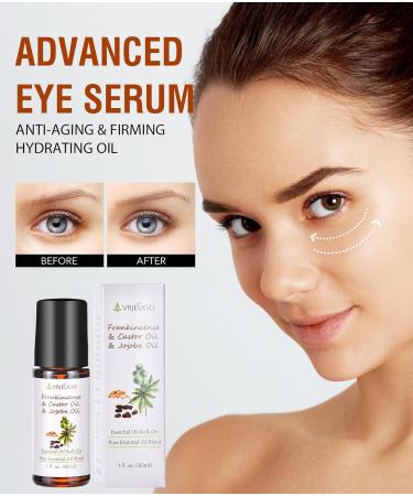 VRJEUGO Organic Frankincense Castor & Jojoba Oil Roll-On 100% Pure Essential Oil Blend for Face & Body | Nourishing & Hydrating Body Firming Rollerball 30ML - Buy Online on GoSupps.com