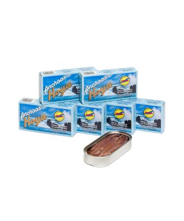 Anchovies from Cantabria Hoya Santoña - Pack of 6 cans of 49g/8 fillets (294g/48 fillets). Artisanal preparation with anchovies