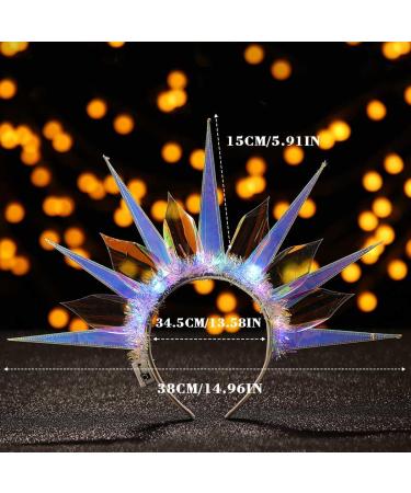 Zoestar Light Up Headband LED Crown Headbands Goddess of Liberty Glowing Hair Hoop Party Rave Hair Accessories for Women and Girls (A) - Buy Online on GoSupps.com