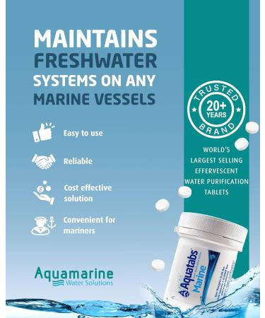 Aquatabs Marine Water Purification Tablets for Drinking - 397mg 100 Count Tub - Portable Water Purifier Tablets. Water Purification System Used to Maintain Freshwater Systems on Marine Vessels. - Buy Online on GoSupps.com