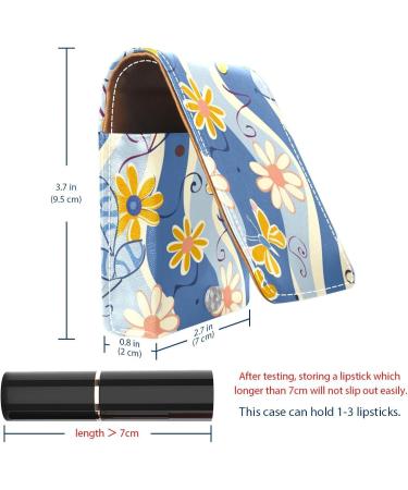 Buy Stylish Leather Lipstick Case Organizer with Mirror | Colorful Butterflies & Flowers Design - Mini Lip Gloss Holder for Travel - Buy Online on GoSupps.com