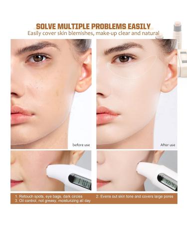 ONLYOILY 2 Pcs Contour & Highlighter Stick Set with Brush - Longwear Foundation Stick for Smooth Face Makeup - Buy Online on GoSupps.com