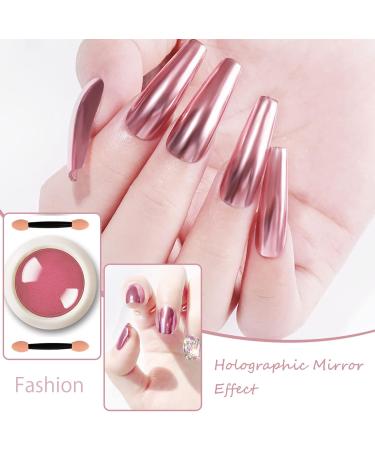 Rose Gold Chrome Nail Powder 6 Boxes Mirror Shiny Nail Glitter Dust Holographic Metallic Nail Art Pigment Powder for DIY Nail Decoration - Buy Online on GoSupps.com