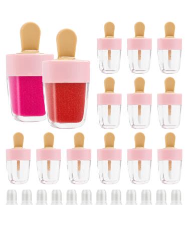WSERE 20 Pcs Cute Lip Gloss Tubes Empty Lipgloss Container  Portable 4g Lip Glaze Tubes Reusable Refillable Lip Gloss Container Bottles  Creative Lovely Ice Cream Shape DIY Cosmetic Samples Bottle Pink-20pcs