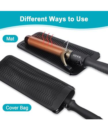 2-Piece Heat Resistant Flat Iron Holder Set with Silicone Travel Mat - Curling Iron Organizer Bag for Daily Use - Buy Online on GoSupps.com