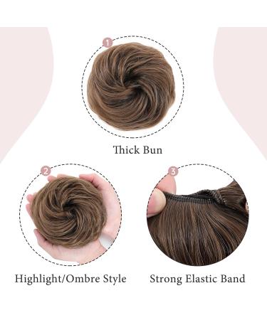 Natural Hair Extensions & Ties | Voluminous Messy Ponytail | Medium Light Brown to Light Chestnut Brown - 45g - Buy Online on GoSupps.com