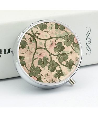 Travel Pill Box with 3 Compartments - Portable Medicine Organizer with Vine Leaves & Flowers Design - Ideal for Handbag & Pocket - Buy Online on GoSupps.com