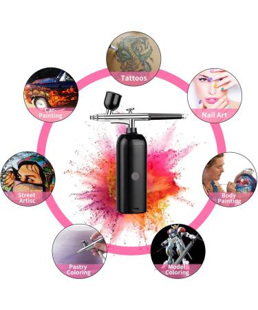 TIQTAK Cordless Airbrush Kit - Portable Makeup & Nail Art Tool for Model Coloring, Cake Decoration, Tattoo & Barber - Black - Buy Online on GoSupps.com